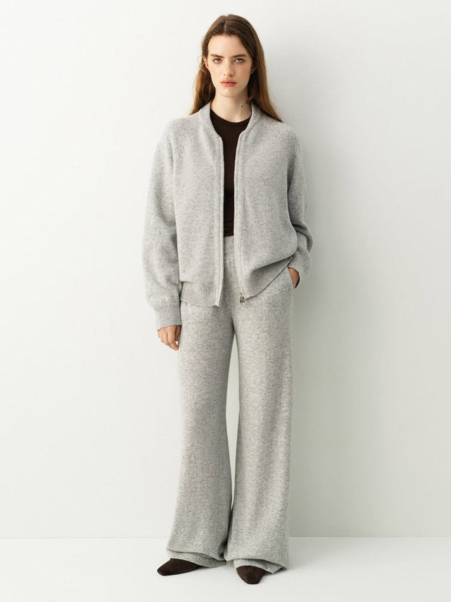 apricot zip wide leg knitted two piece set — view 11