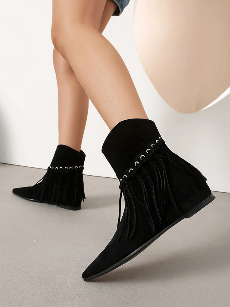 brown pointed toe suede effect ankle boots — view 7