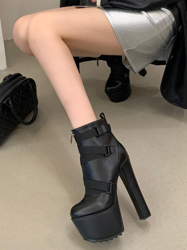 black round toe ankle boots — view 6