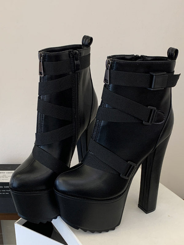 black round toe ankle boots — view 3