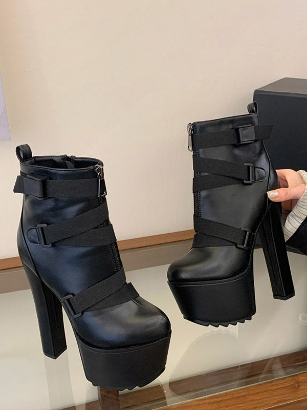 black round toe ankle boots — view 4