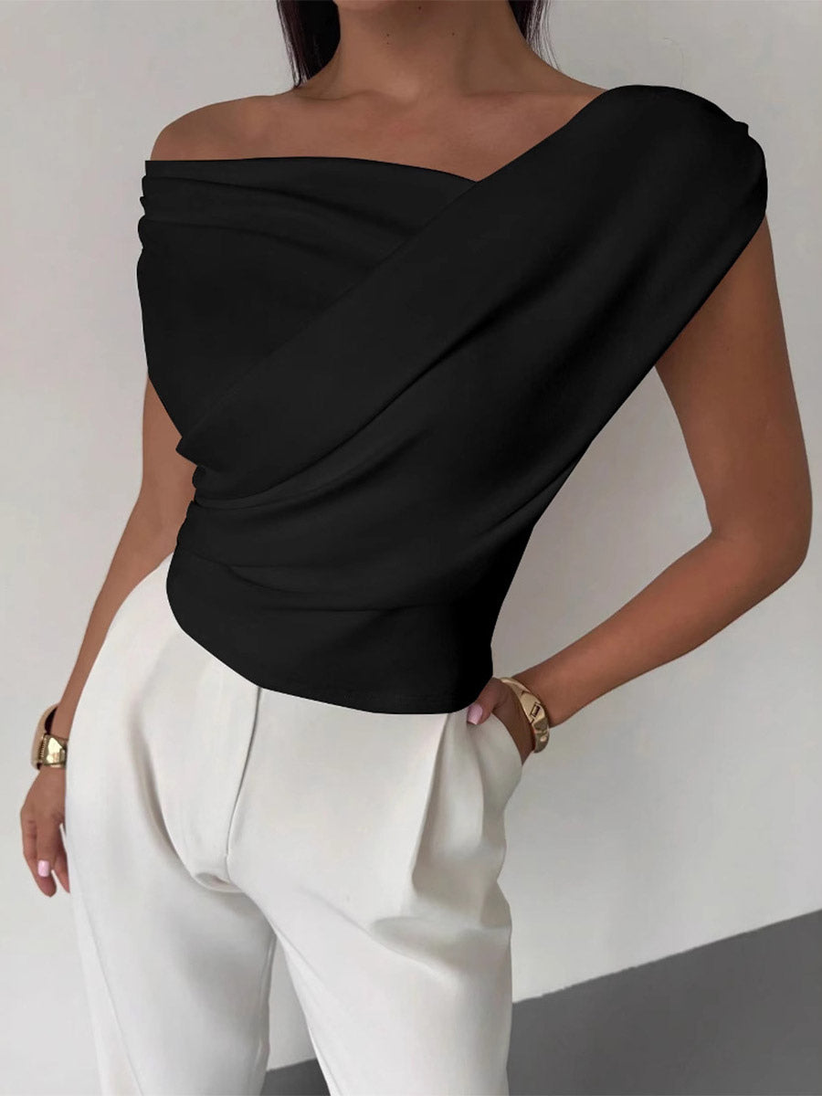 burgundy off shoulder wrap ruched blouse — view 11