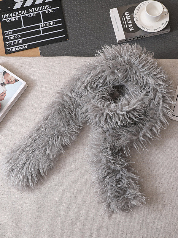 charcoal wrap faux fur longline scarf — view 6