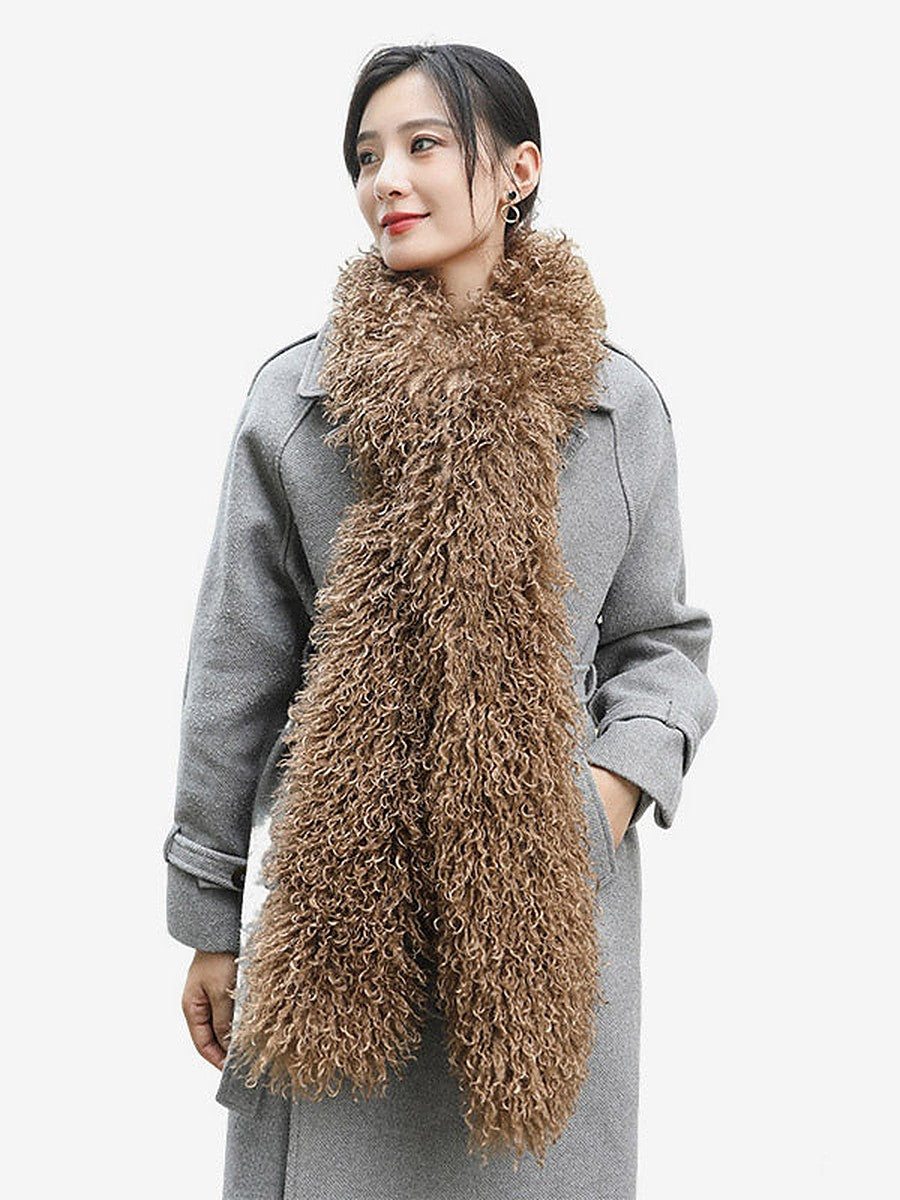 Charcoal Wrap Faux Fur Longline Scarf — view 1