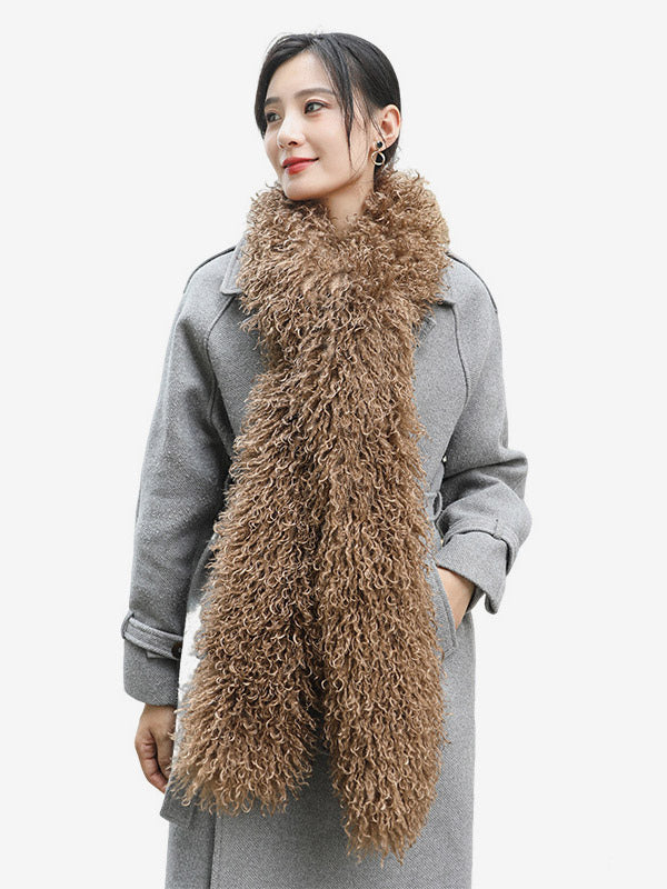 charcoal wrap faux fur longline scarf — view 1