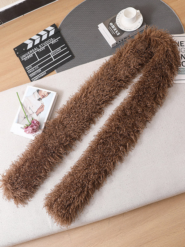charcoal wrap faux fur longline scarf — view 2