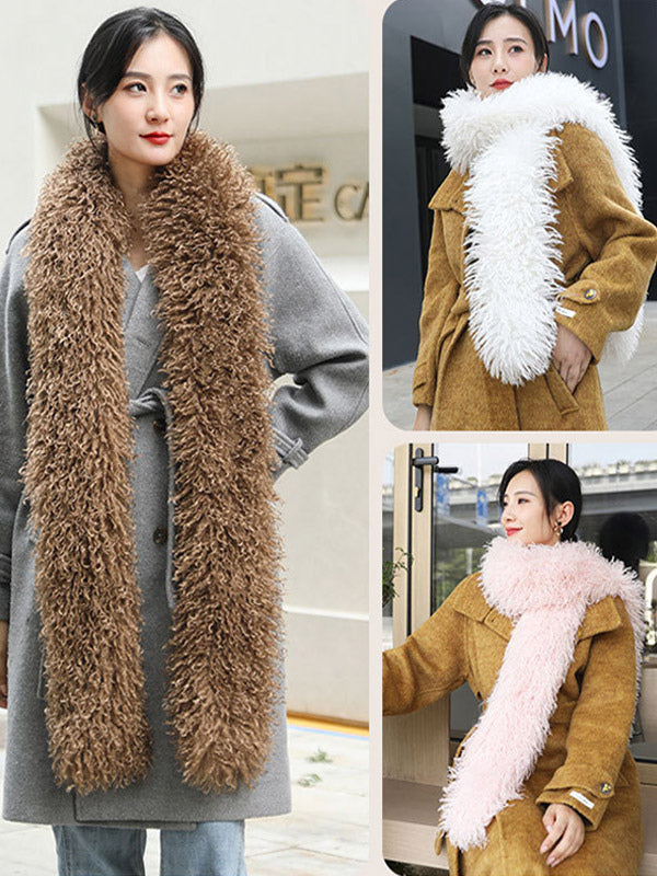 charcoal wrap faux fur longline scarf — view 3