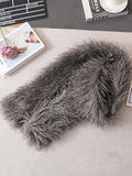 charcoal wrap faux fur longline scarf — view 4