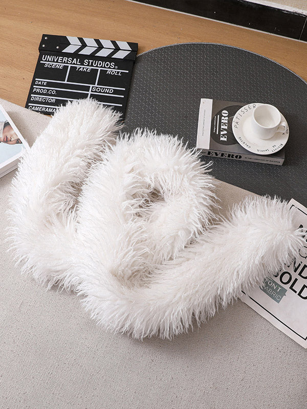 charcoal wrap faux fur longline scarf — view 11