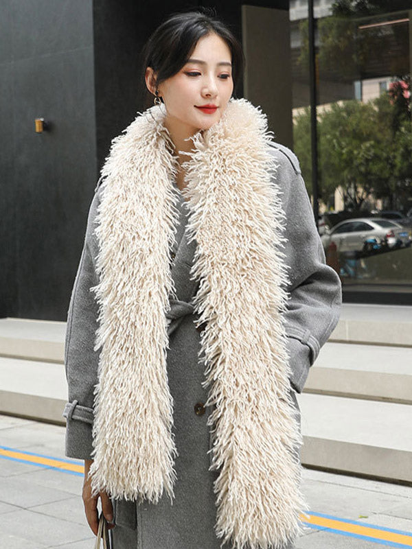 charcoal wrap faux fur longline scarf — view 12