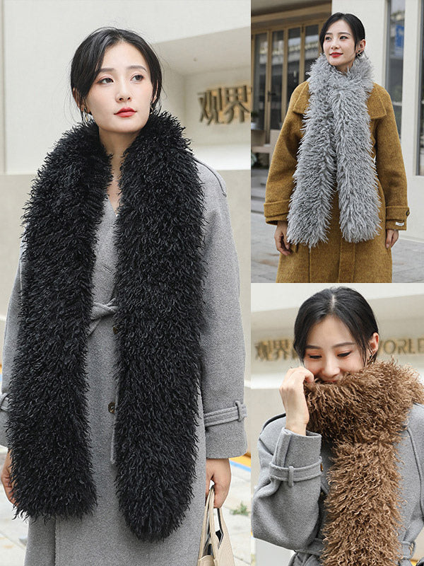 charcoal wrap faux fur longline scarf — view 9