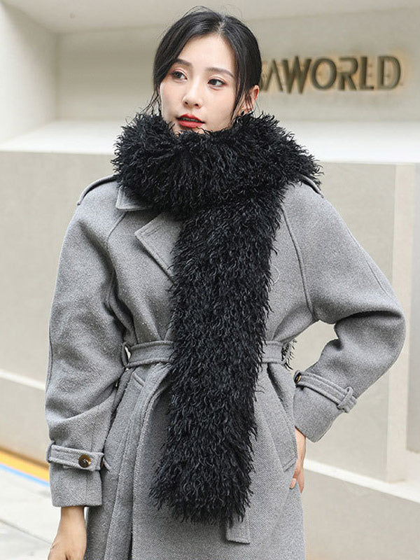 charcoal wrap faux fur longline scarf — view 10
