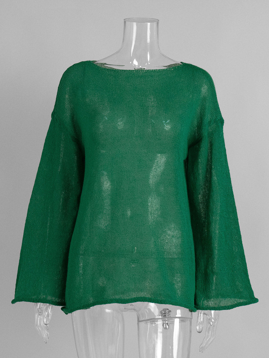 Charcoal Long-Sleeve Relaxed Sheer Jumper — view 2