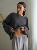 Charcoal Long-Sleeve Relaxed Sheer Jumper — view 1