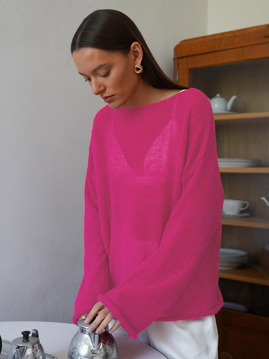 charcoal long sleeve relaxed sheer jumper — view 8