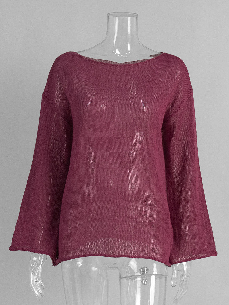 charcoal long sleeve relaxed sheer jumper — view 9