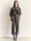 Charcoal Wide-Leg Knitted Two-Piece Set — view 1