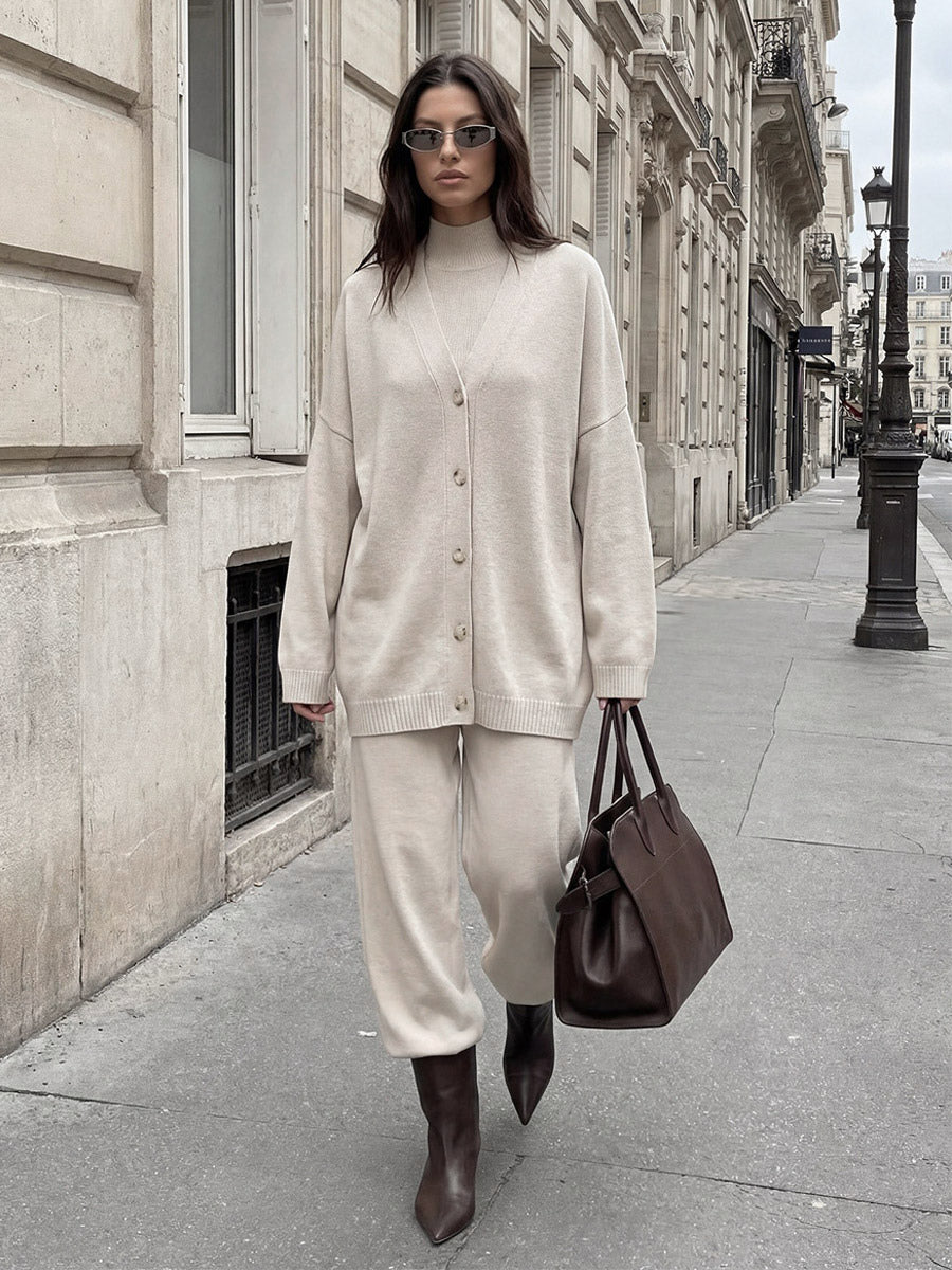 Apricot Wide-Leg Knitted Two-Piece Set — view 1