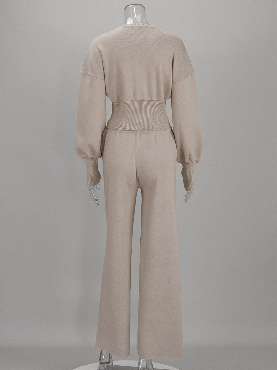 apricot wide leg two piece set — view 3