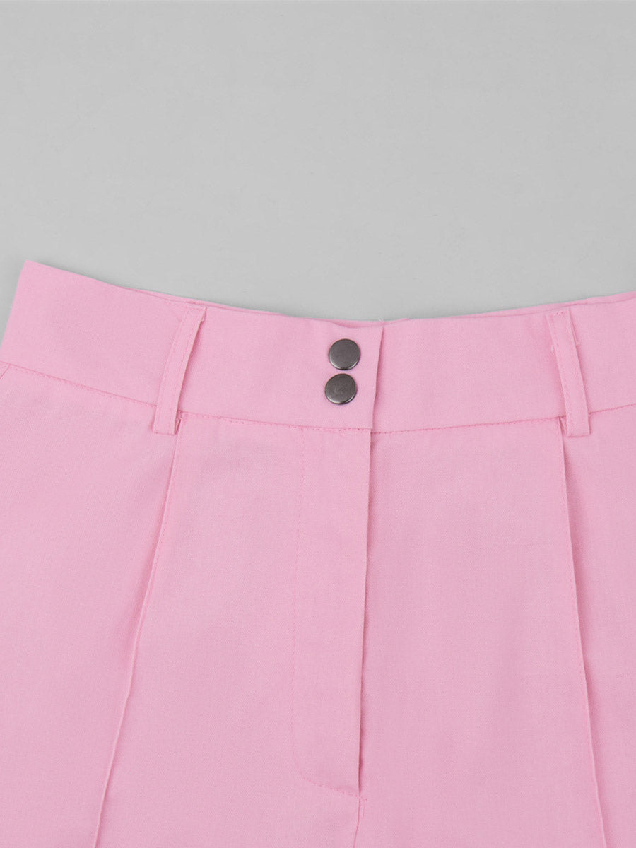 pink v neck high waisted two piece set — view 5
