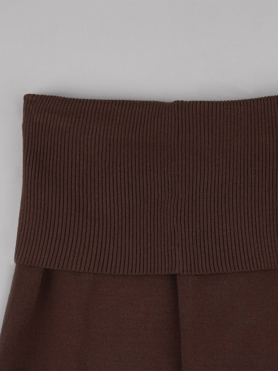 brown wide leg knitted two piece set — view 9