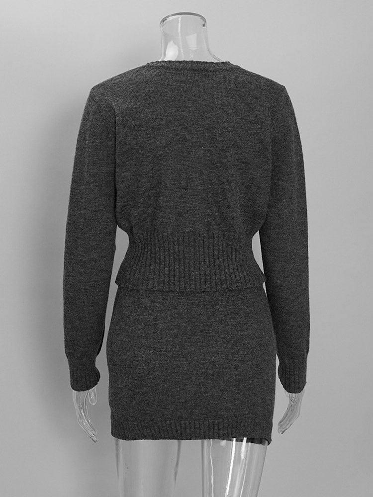 grey fitted knitted mini bodycon dress — view 6