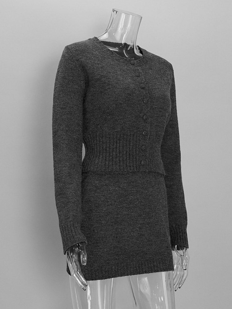 grey fitted knitted mini bodycon dress — view 5