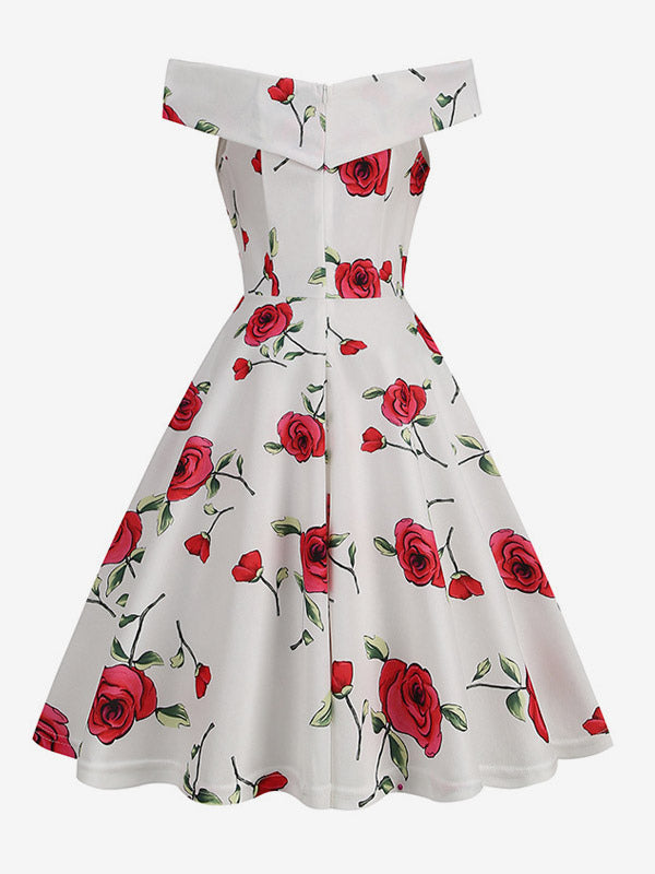 Red V-Neck Off-Shoulder Midi Dress — view 2