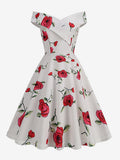 Red V-Neck Off-Shoulder Midi Dress — view 1