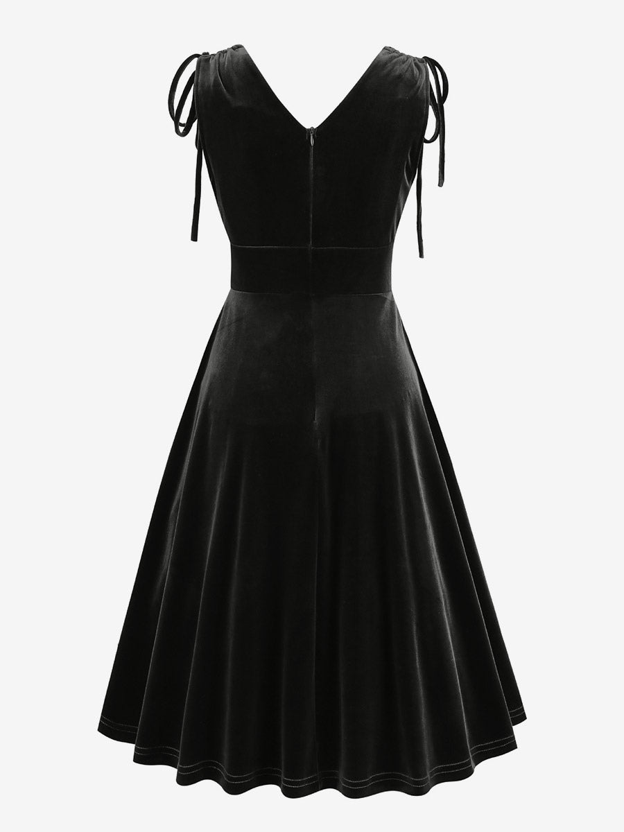 Green V-Neck Velvet Longline Dress — view 9