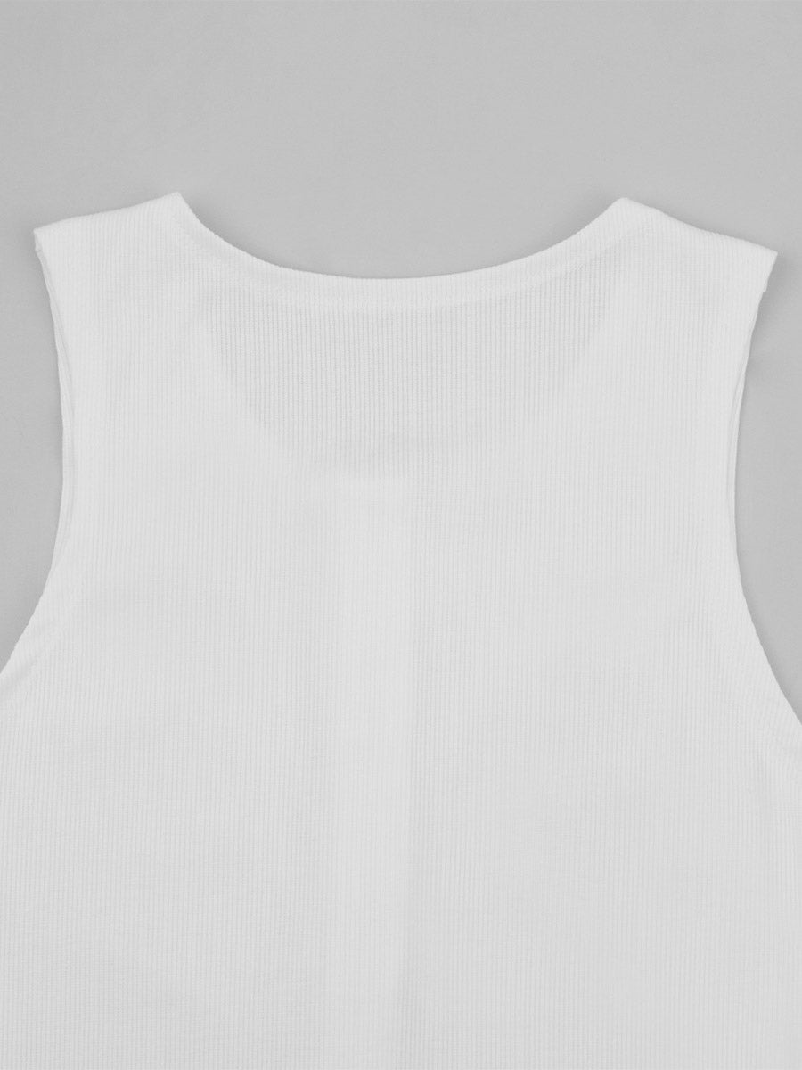 White Sleeveless Fitted Knitted Bodysuit — view 7