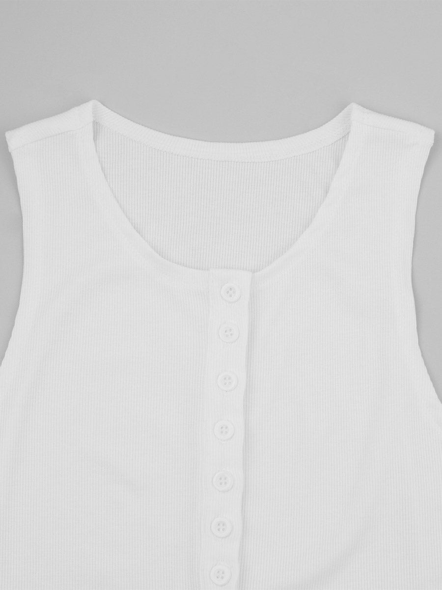white sleeveless fitted knitted bodysuit — view 8