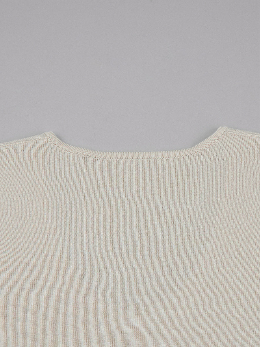 apricot short sleeve v neck knitted mini dress — view 5