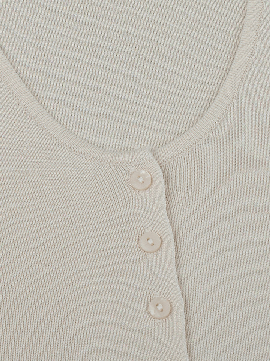 apricot short sleeve v neck knitted mini dress — view 6
