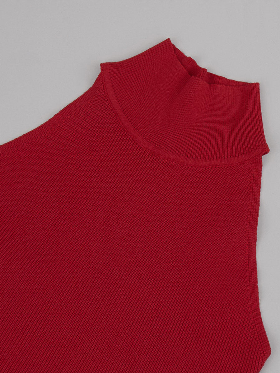 Red Halter-Neck Knitted Two-Piece Set — view 7