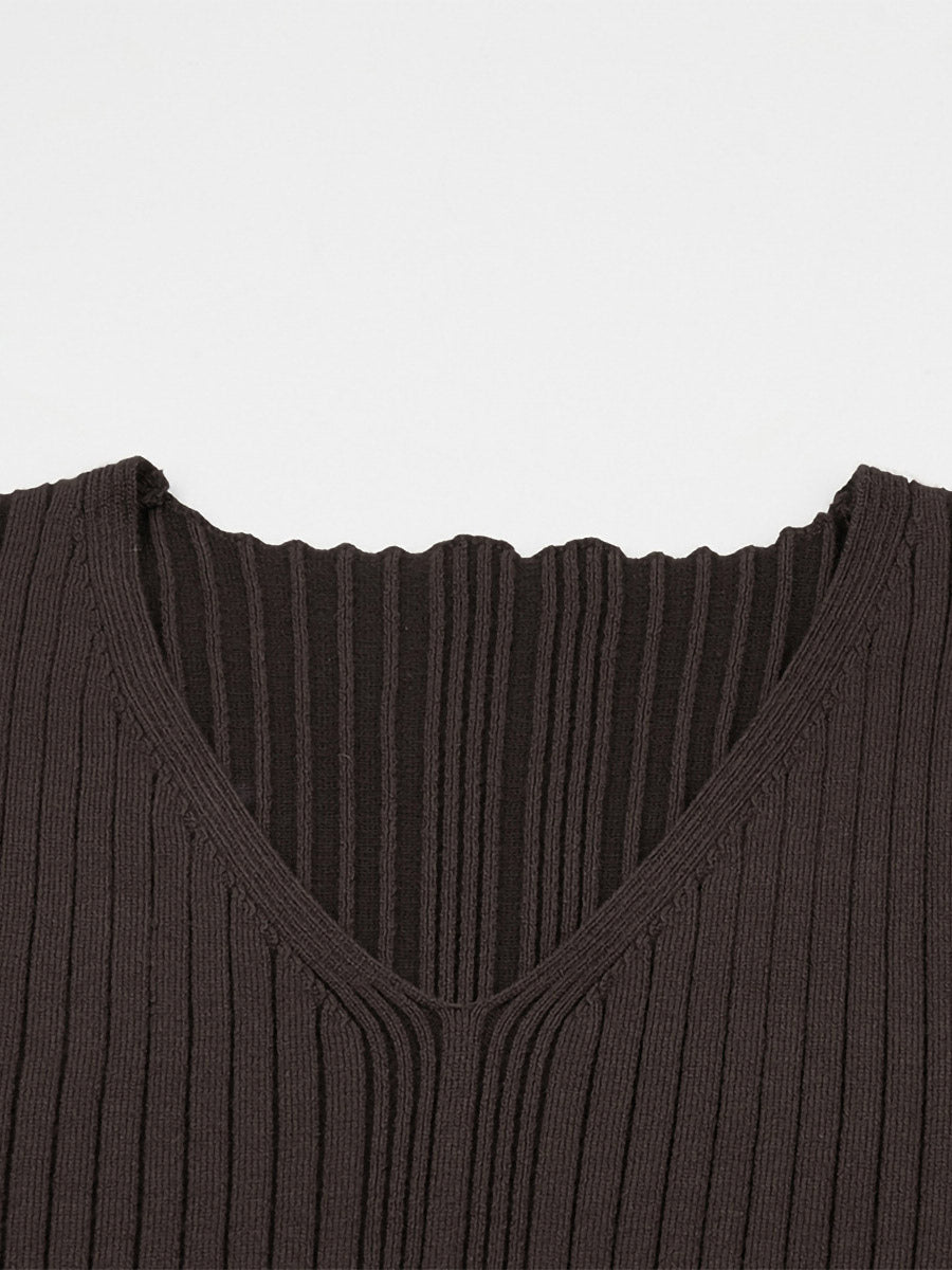 Apricot Long-Sleeve V-Neck Halter-Neck Mini Dress — view 10
