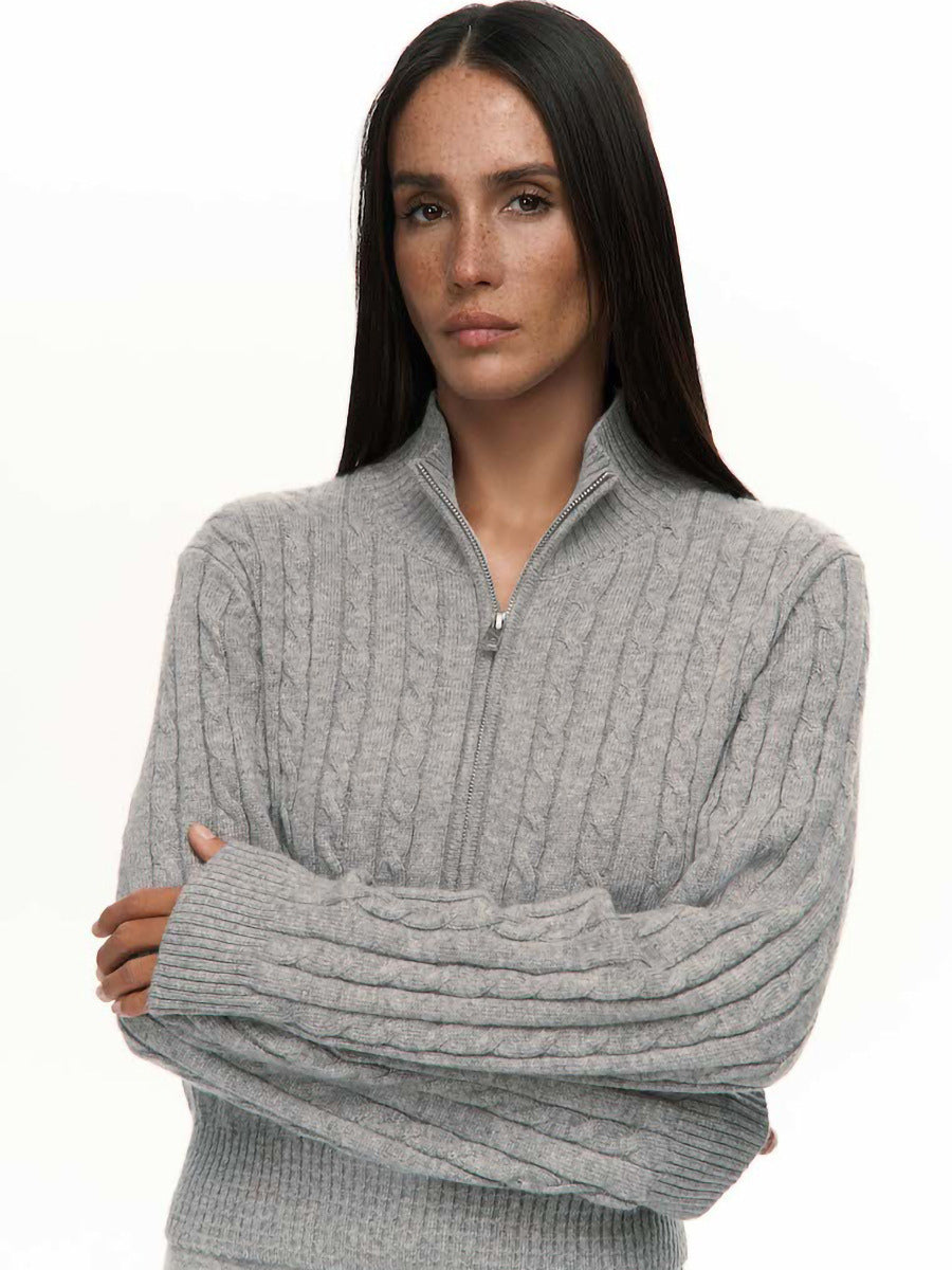 grey wide leg knitted two piece set — view 2