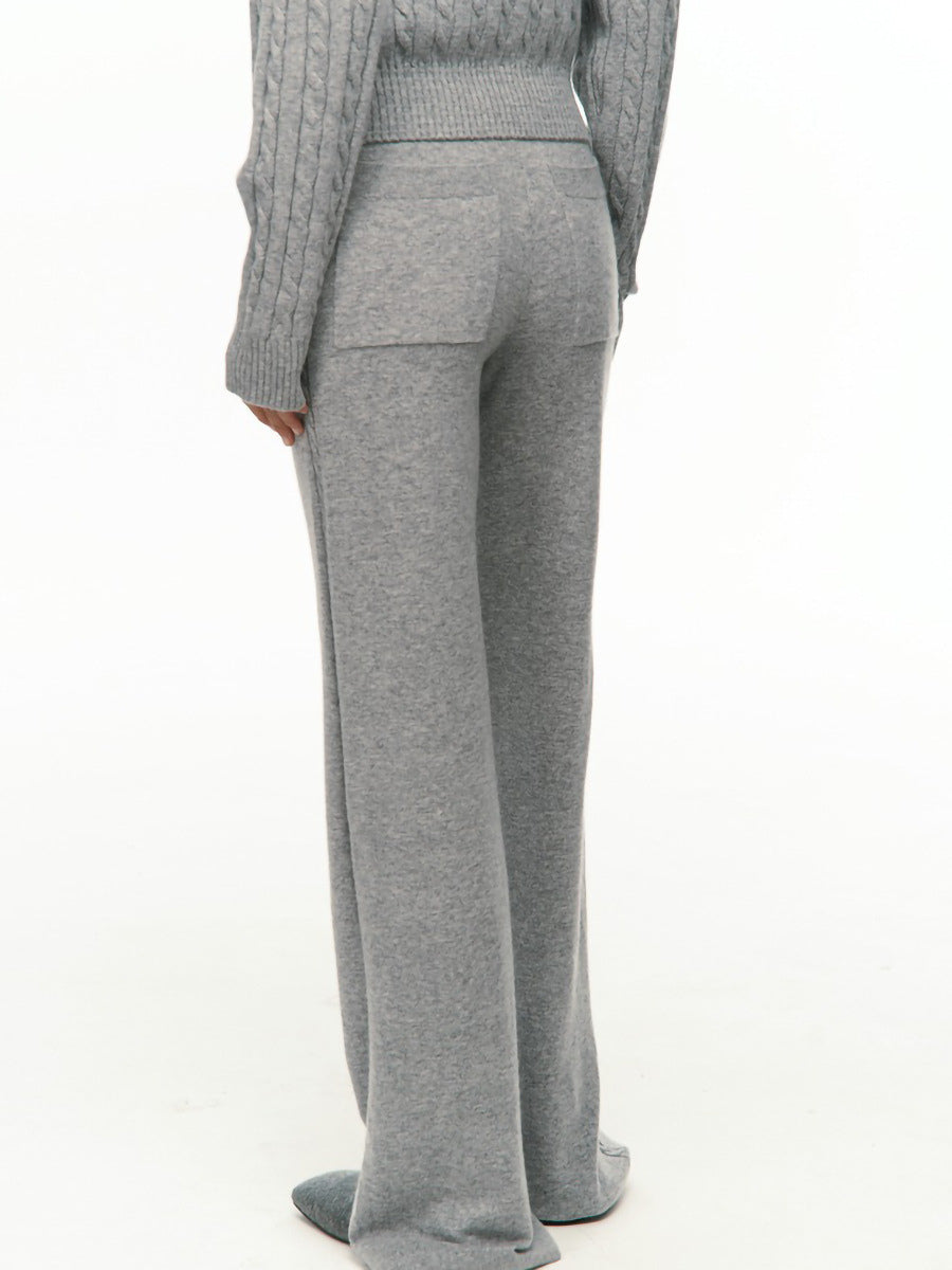 Grey Wide-Leg Knitted Two-Piece Set — view 3