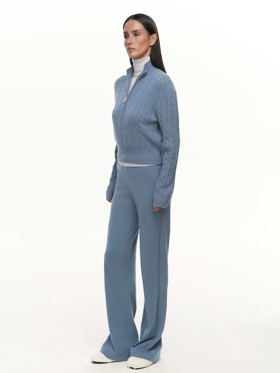 Grey Wide-Leg Knitted Two-Piece Set — view 12