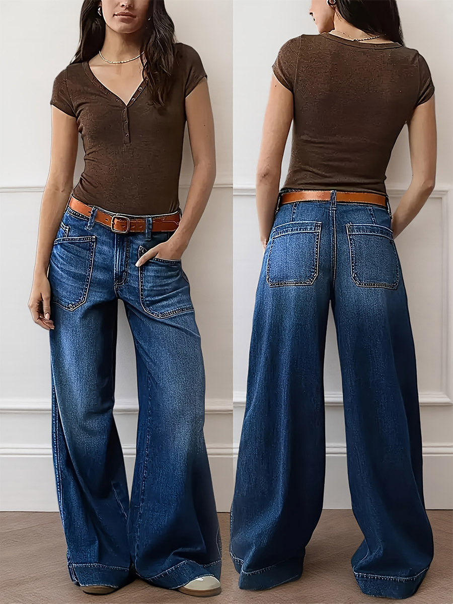 Blue High-Waisted Wide-Leg Relaxed Jeans — view 1