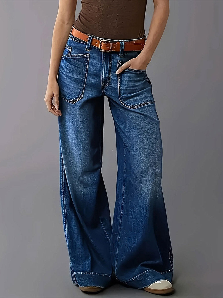 Blue High-Waisted Wide-Leg Relaxed Jeans — view 2