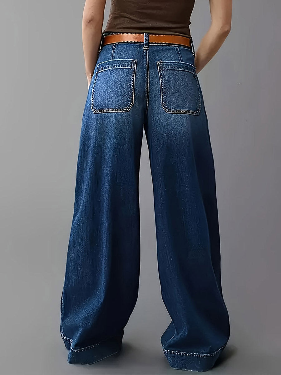 Blue High-Waisted Wide-Leg Relaxed Jeans — view 3