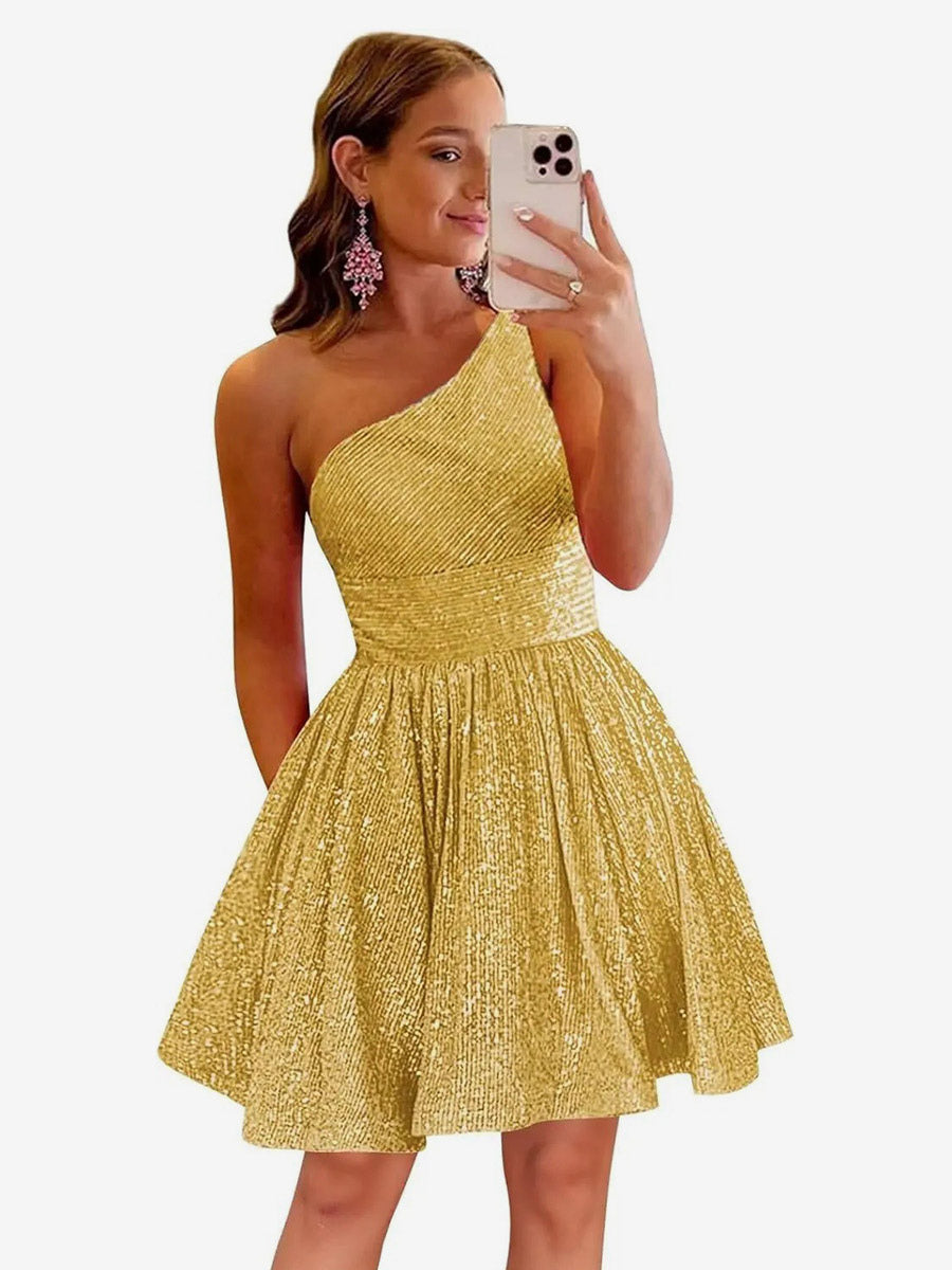 Gold Sleeveless Sequin Dress — view 1