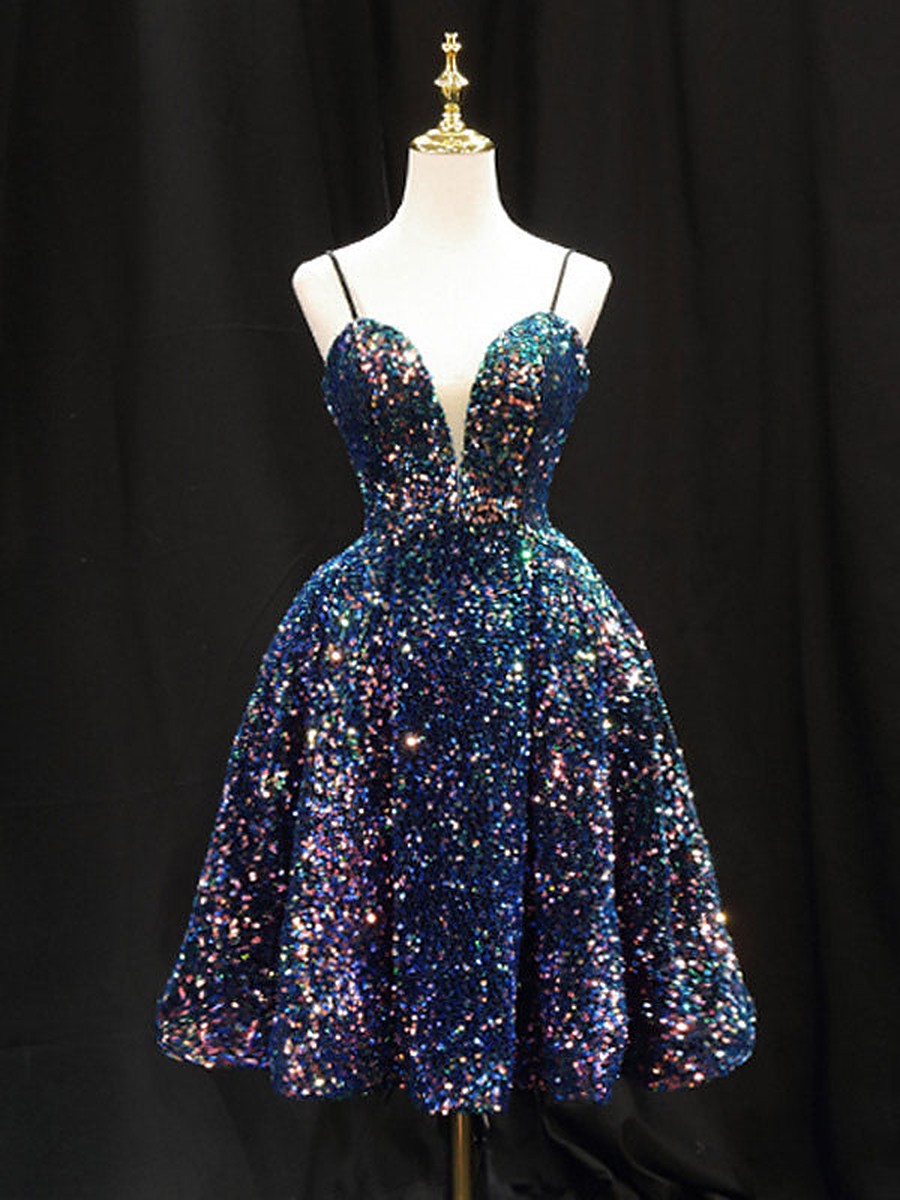 Navy Sequin Metallic Mini Dress — view 1