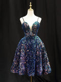 Navy Sequin Metallic Mini Dress — view 1