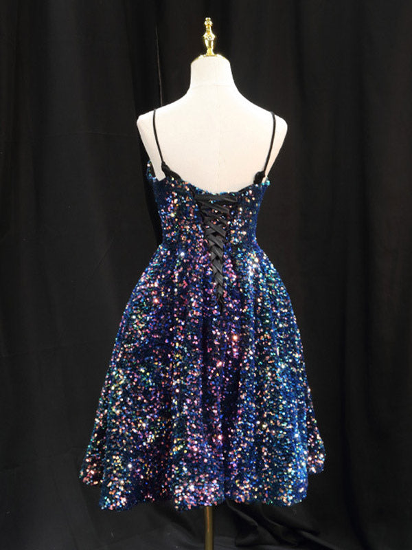 Navy Sequin Metallic Mini Dress — view 2