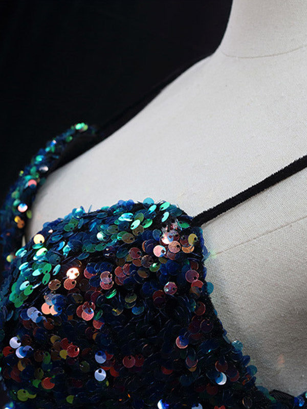 Navy Sequin Metallic Mini Dress — view 3