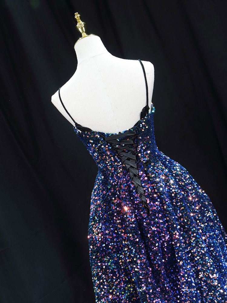 Navy Sequin Metallic Mini Dress — view 4