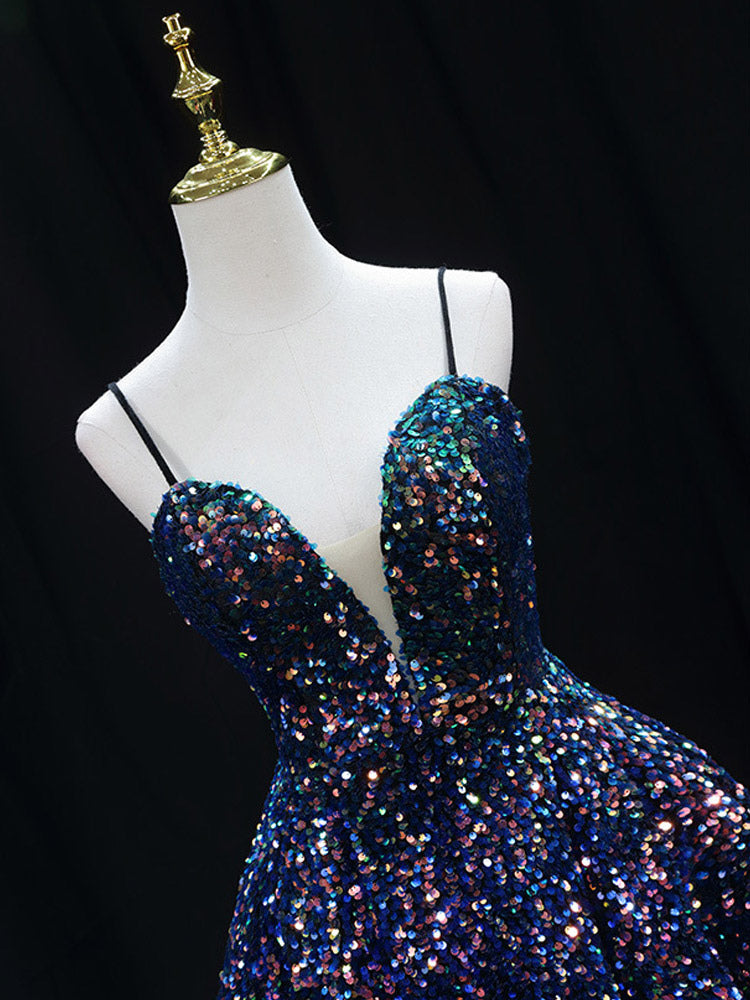 Navy Sequin Metallic Mini Dress — view 5