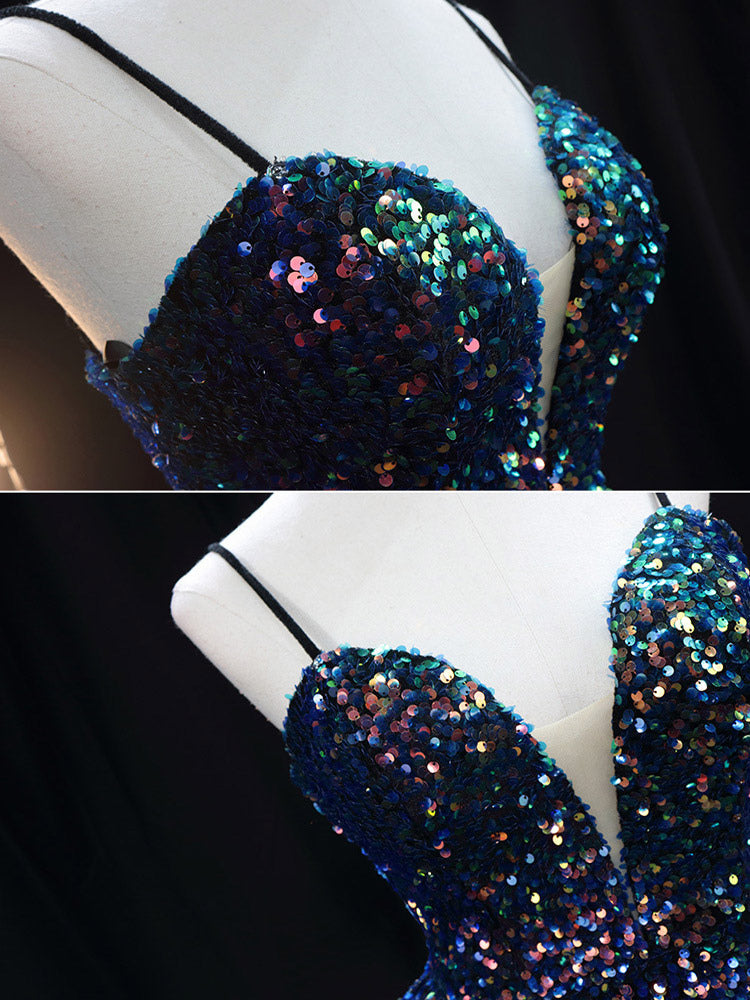 Navy Sequin Metallic Mini Dress — view 6